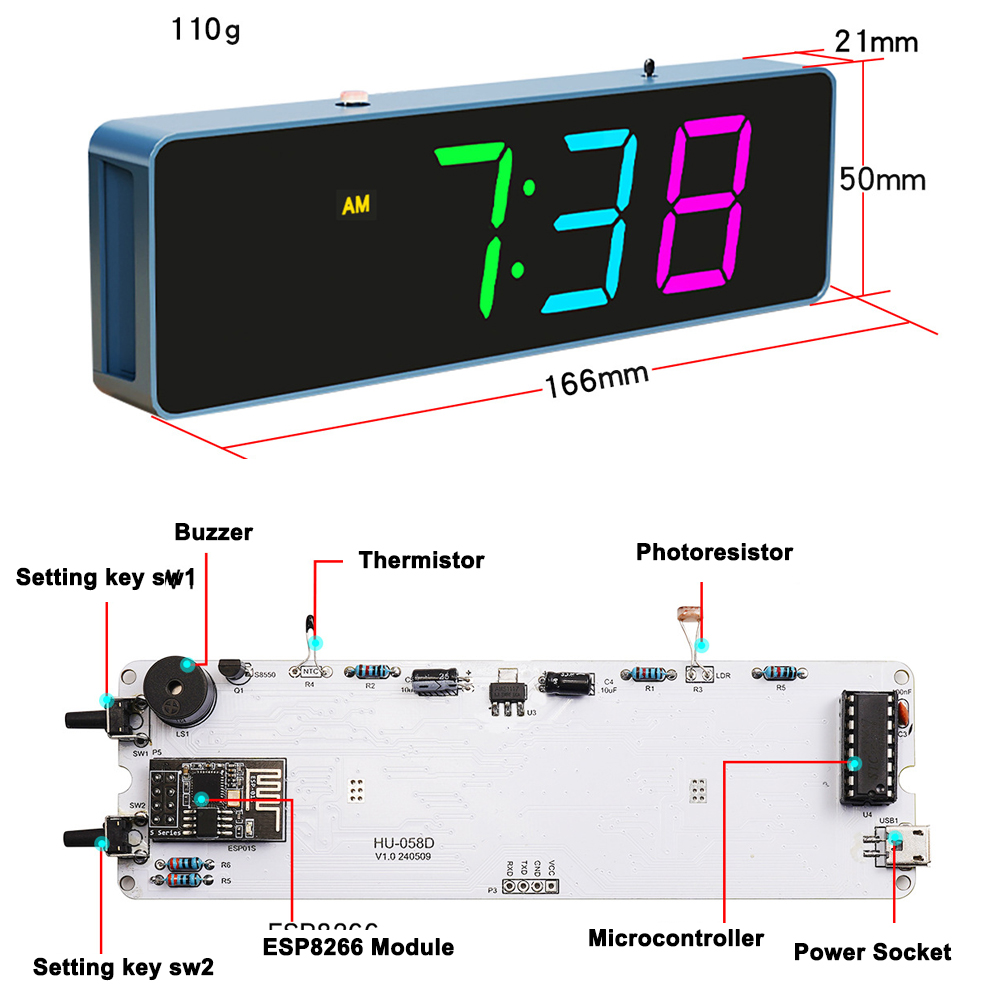 ESP8266 IoT jam WiFi warna-war - Diy Elektronik ulasan dan harga