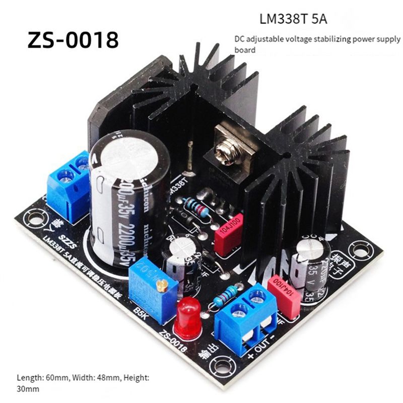 LM338 5A Output Adjustable Lin - Diy Electronics Power Supply ulasan dan harga